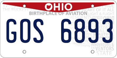 OH license plate GOS6893