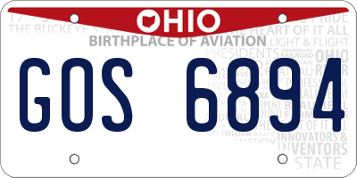 OH license plate GOS6894