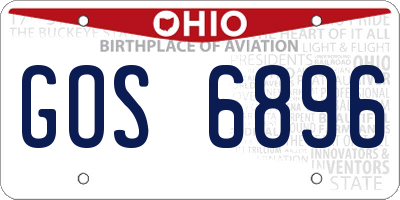 OH license plate GOS6896
