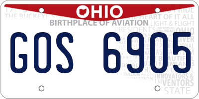 OH license plate GOS6905