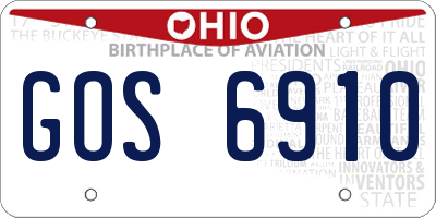 OH license plate GOS6910
