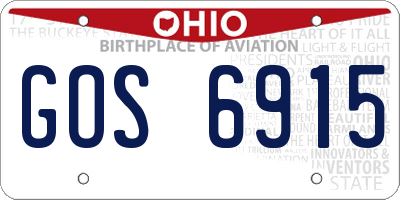 OH license plate GOS6915