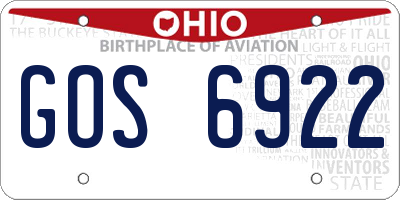 OH license plate GOS6922