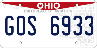 OH license plate GOS6933