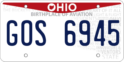OH license plate GOS6945