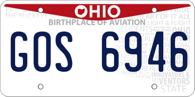 OH license plate GOS6946