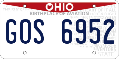 OH license plate GOS6952