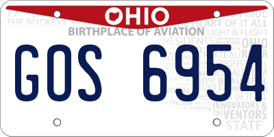 OH license plate GOS6954