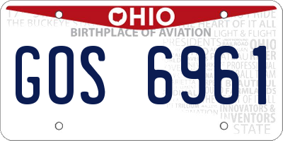 OH license plate GOS6961