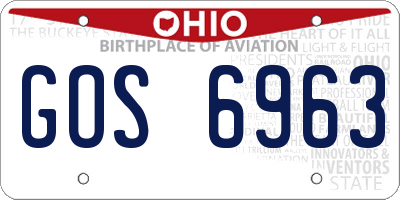OH license plate GOS6963