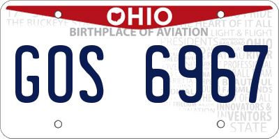 OH license plate GOS6967