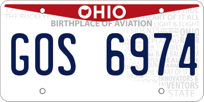 OH license plate GOS6974