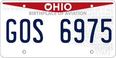 OH license plate GOS6975