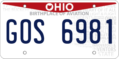 OH license plate GOS6981