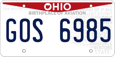 OH license plate GOS6985