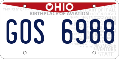 OH license plate GOS6988