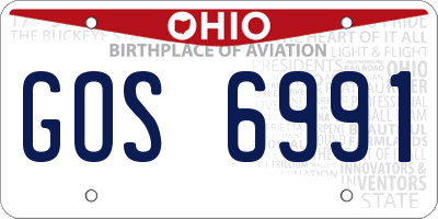 OH license plate GOS6991