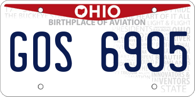 OH license plate GOS6995