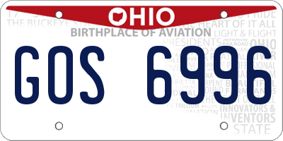 OH license plate GOS6996