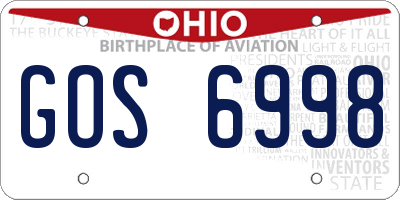 OH license plate GOS6998