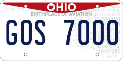 OH license plate GOS7000