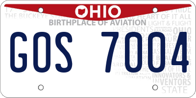 OH license plate GOS7004