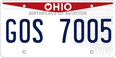 OH license plate GOS7005