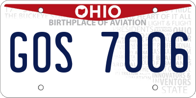 OH license plate GOS7006