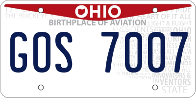 OH license plate GOS7007