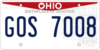 OH license plate GOS7008