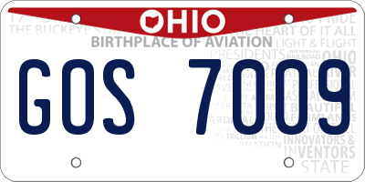 OH license plate GOS7009