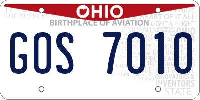 OH license plate GOS7010