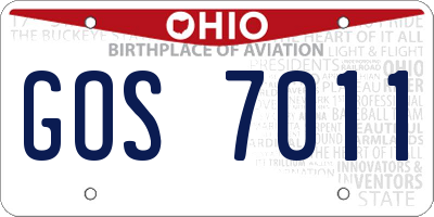 OH license plate GOS7011