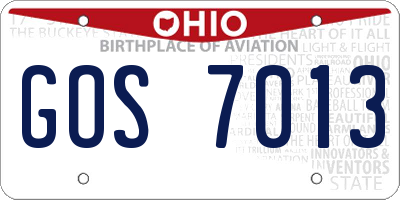 OH license plate GOS7013