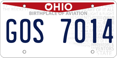 OH license plate GOS7014
