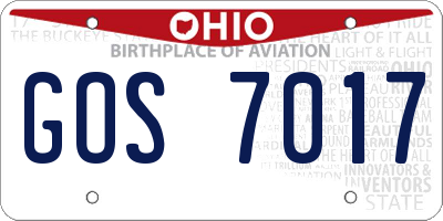 OH license plate GOS7017