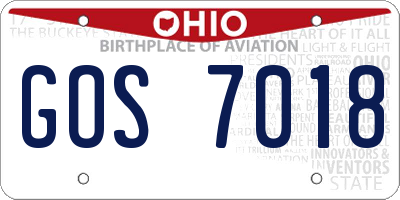 OH license plate GOS7018