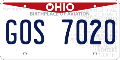 OH license plate GOS7020