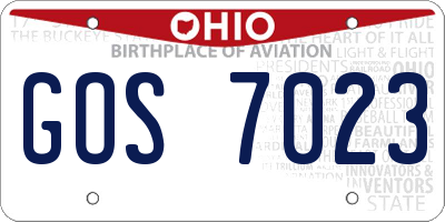 OH license plate GOS7023