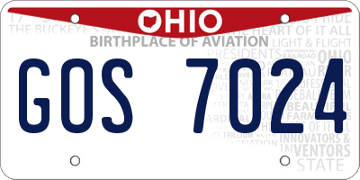 OH license plate GOS7024