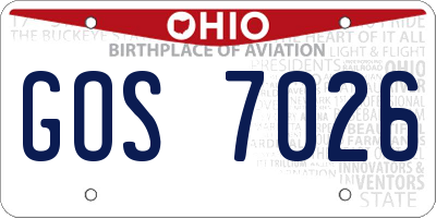 OH license plate GOS7026