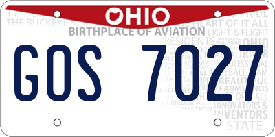 OH license plate GOS7027