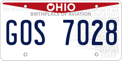 OH license plate GOS7028