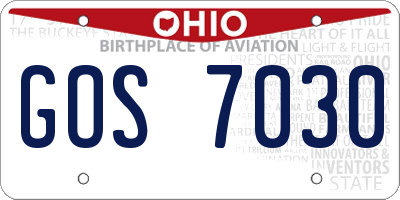 OH license plate GOS7030