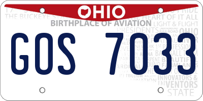 OH license plate GOS7033