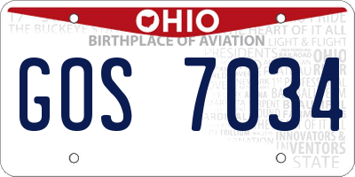 OH license plate GOS7034
