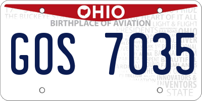 OH license plate GOS7035