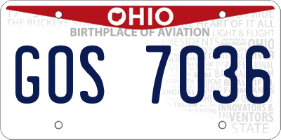 OH license plate GOS7036