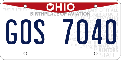 OH license plate GOS7040