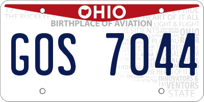 OH license plate GOS7044